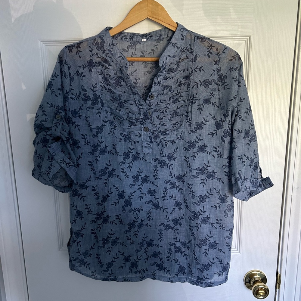 Very cute blue blouse. Pop top with some buttons